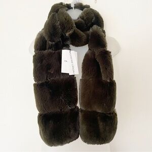 ADRIENNE LANDAU faux fur green scarf